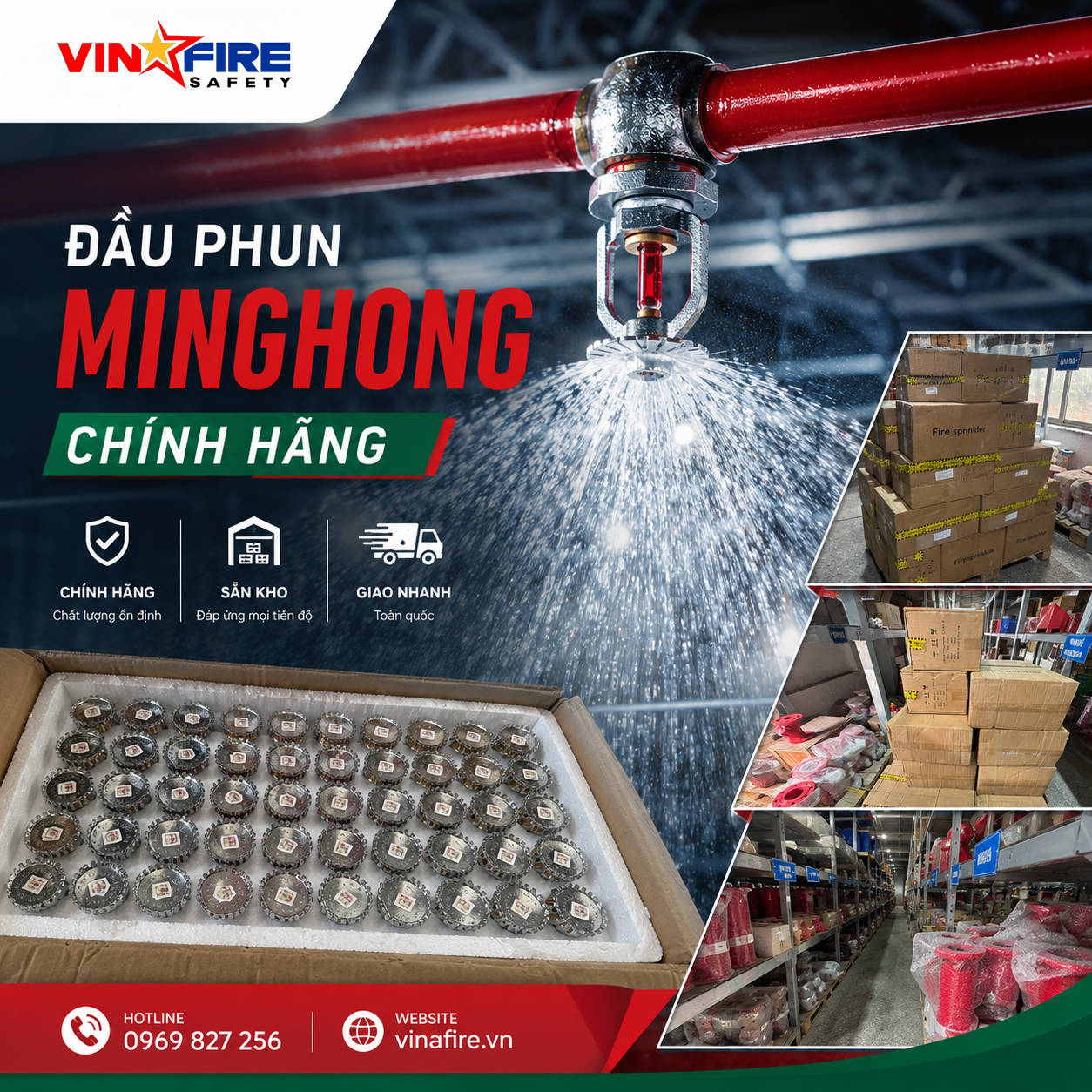 Đầu phun MingHong chính hãng – Giải pháp PCCC chất lượng, sẵn kho giao nhanh trên toàn quốc